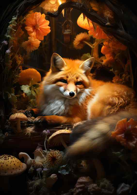 Amazing little fox laying down relaxing
