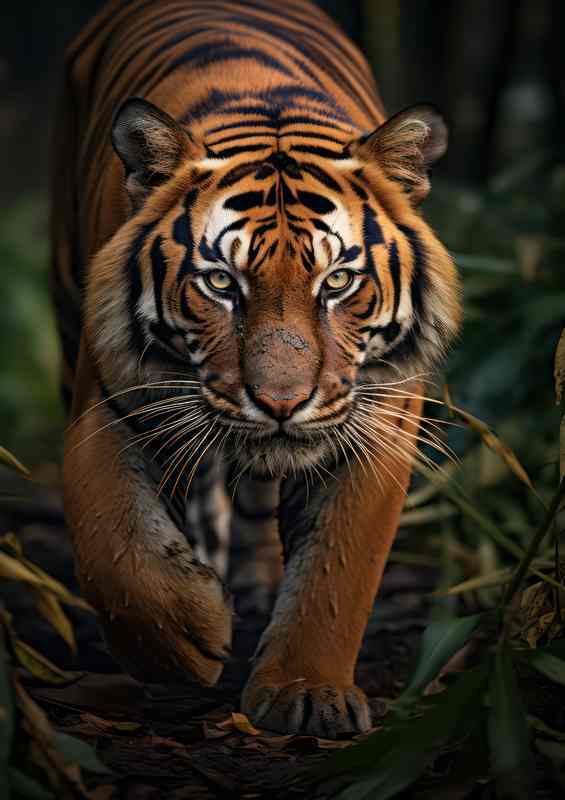 Big Cat Tigher walking the the woods