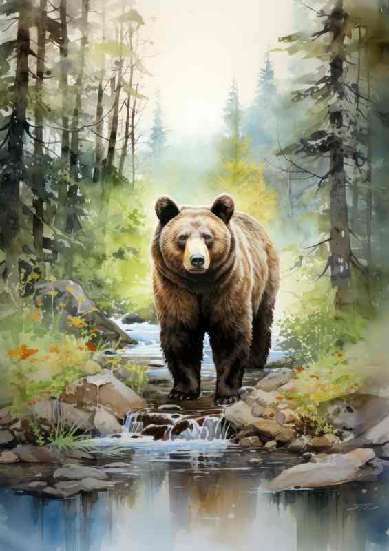 Brown Grizzly Bear in the Woods