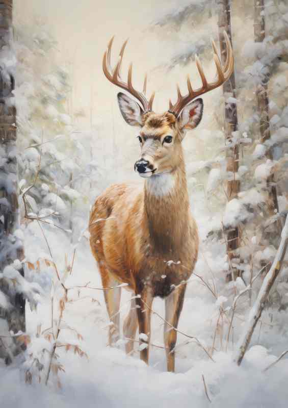 Captivating Creatures Woodland Deer In The Snow