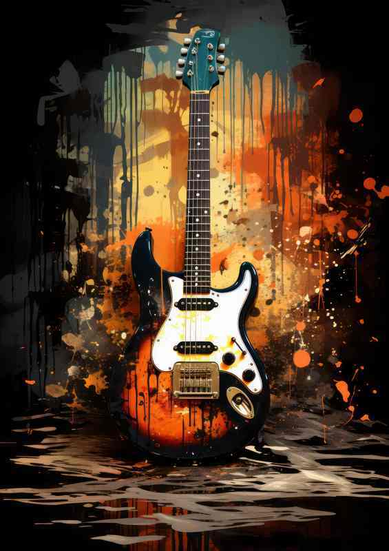 Guitar with black color splatter