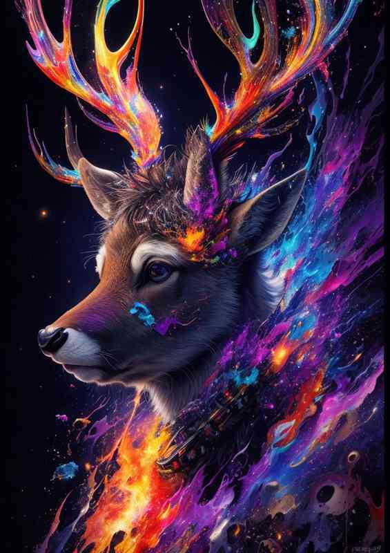 Deer And the nebula splash art style