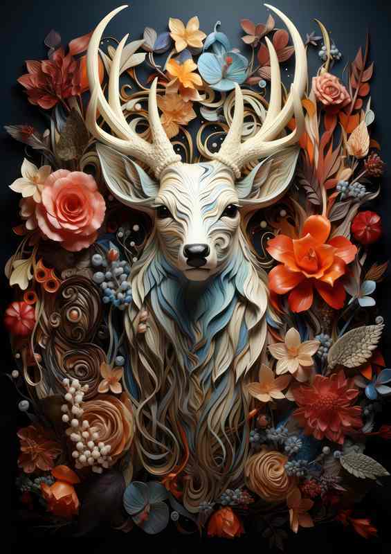 Deer Cover Art surrounded by flowers