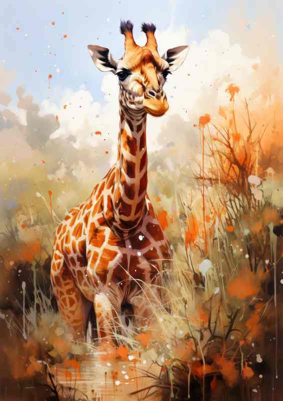 Giraffe In the wild on the african savanna