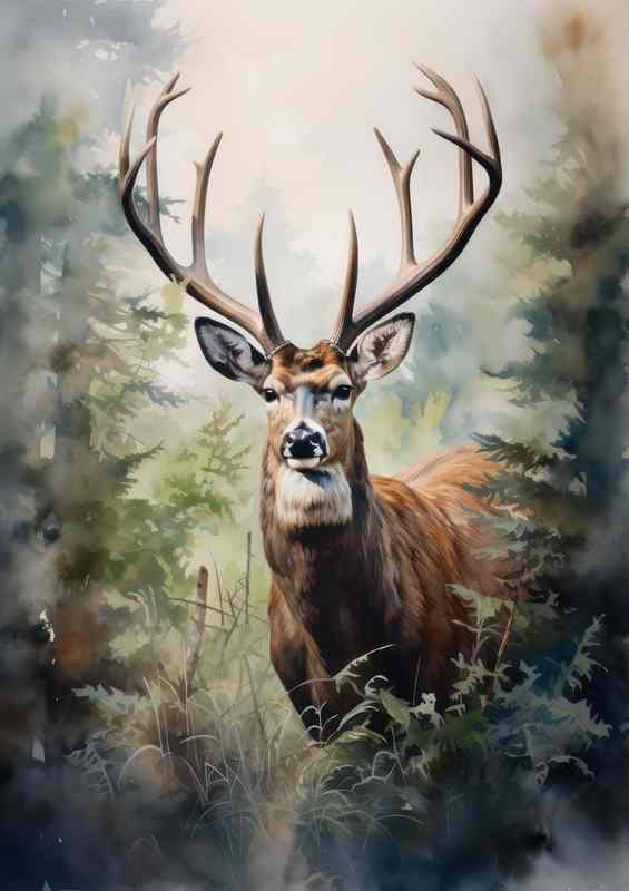 In the Heart of the Woods Meeting Forest Deer
