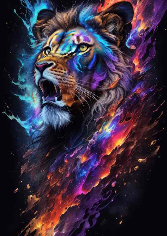 Jungle Ruler A fierce lion slpash art style