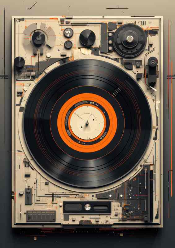 Retro Gray Record Metal Poster