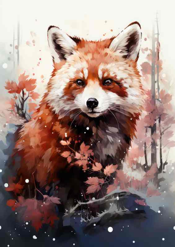 Red Panda watercolours in the forest