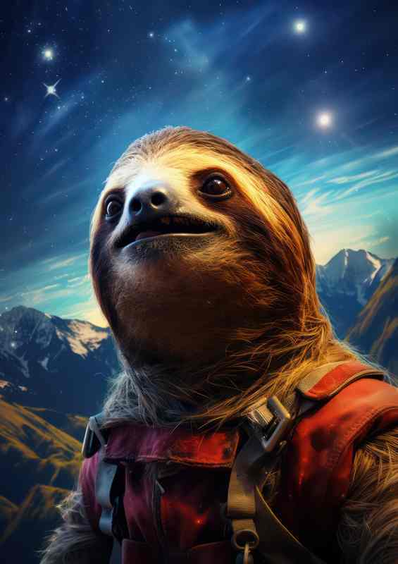Space sloth looking up at the starry night