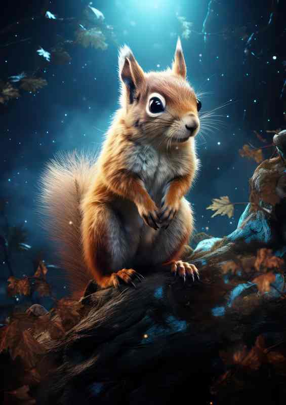 Squirrel in the night looking for food