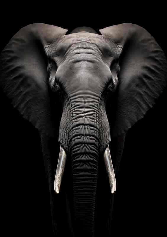 Sturdy Face Elephant in black and white