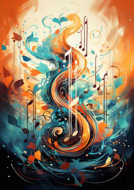 Music note in the style of colorful splash