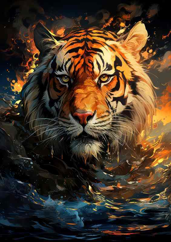 Tiger facing the sun