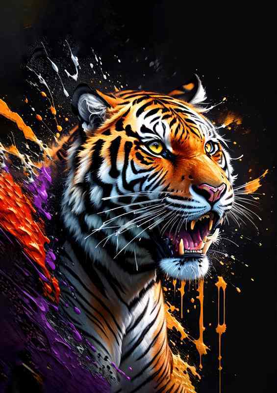 Tiger king splash art of colours