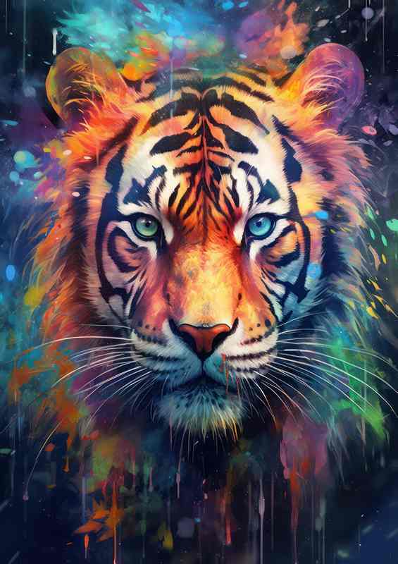 Vibrant Vanguard of colours the tiger embrased