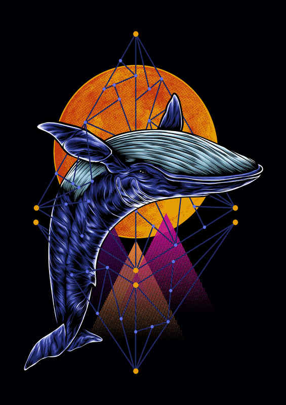 Geometric Whale Metal Poster
