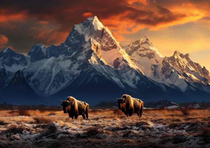 Snowy Buffalo Mountains Metal Poster