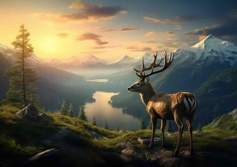 Deer Overlooking Mountain Tops