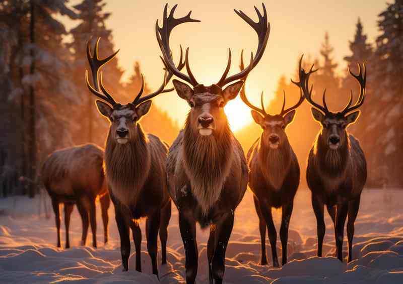 Hurd Of Elk with the sunsetting in the background