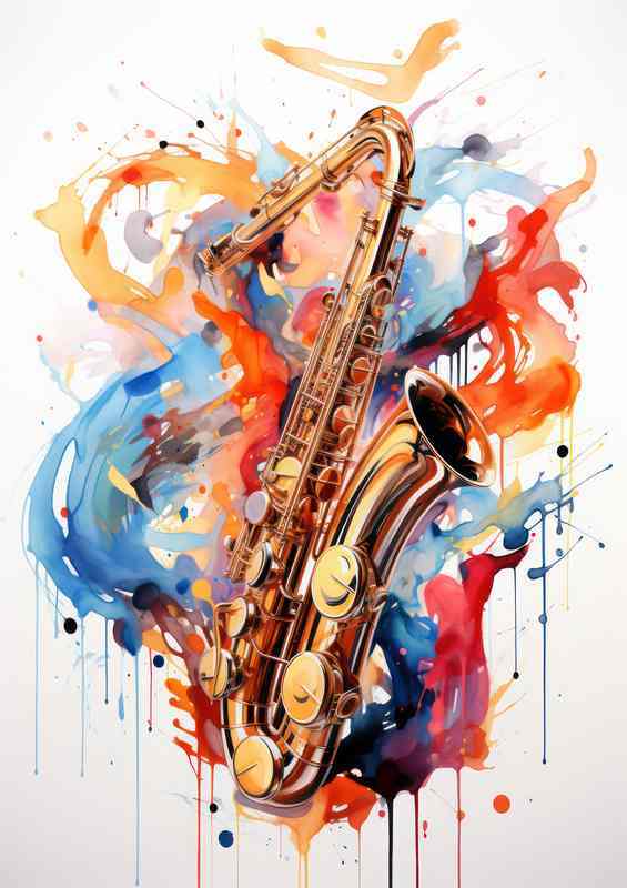 Saxography painting sax splatters colour splash