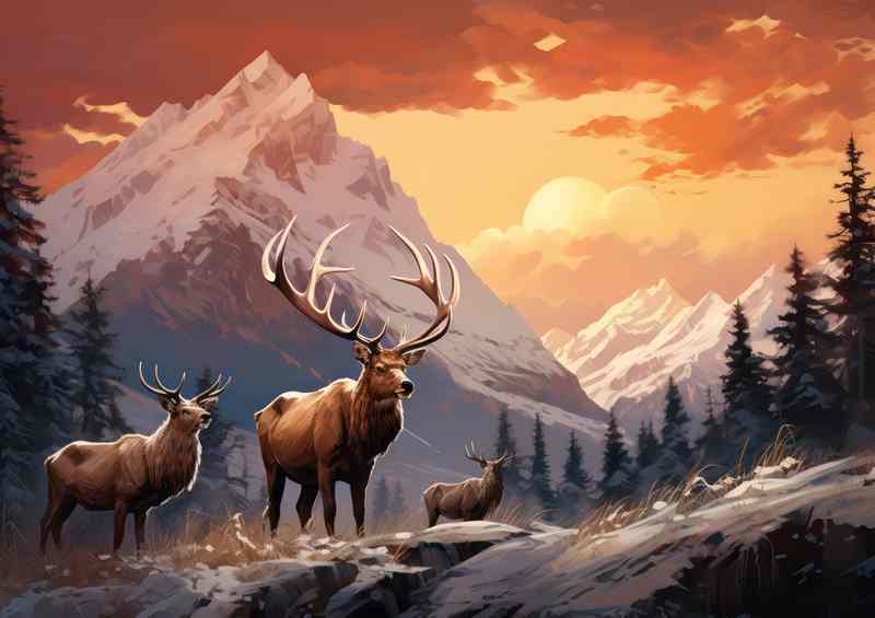 The Snowt mountains with the Elk walking