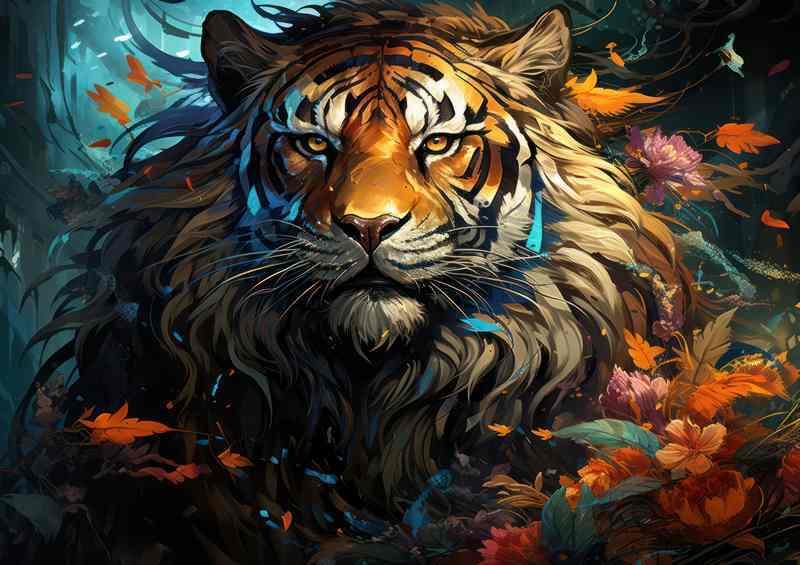 Tiger in the woodlands art style