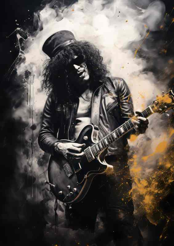 Slash singing and guitar in performance