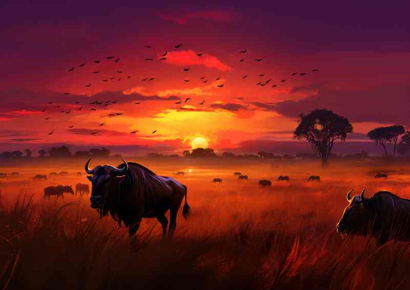 Wilderbeast traveling theough the african planes
