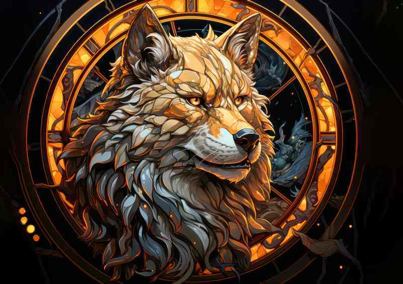 Wolf in a frame at night