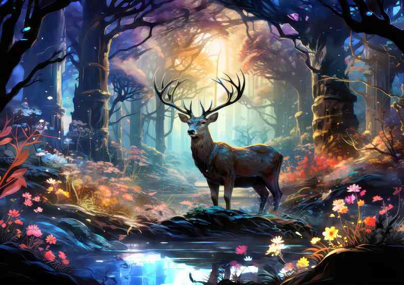 wild deer in the magical forest