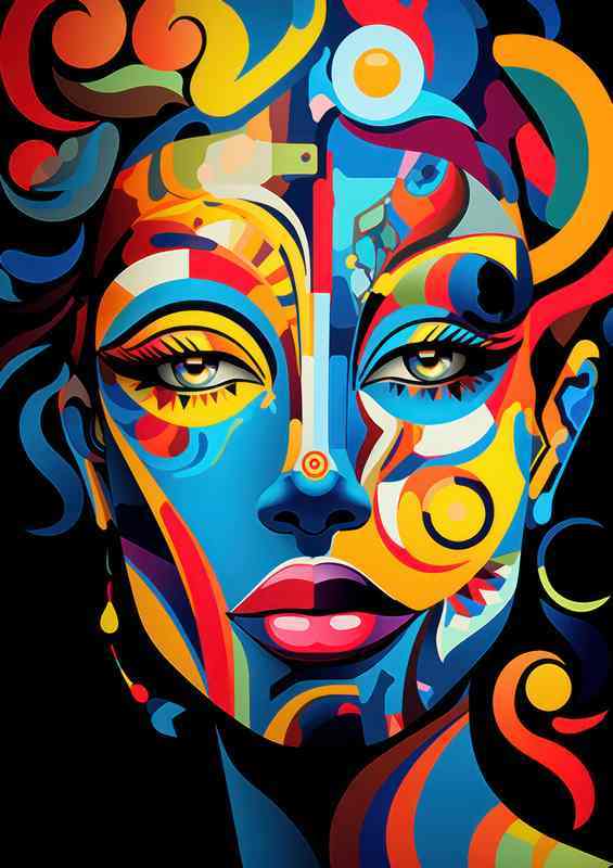 Abstract Artistry Vibrant Faces in a World of Color