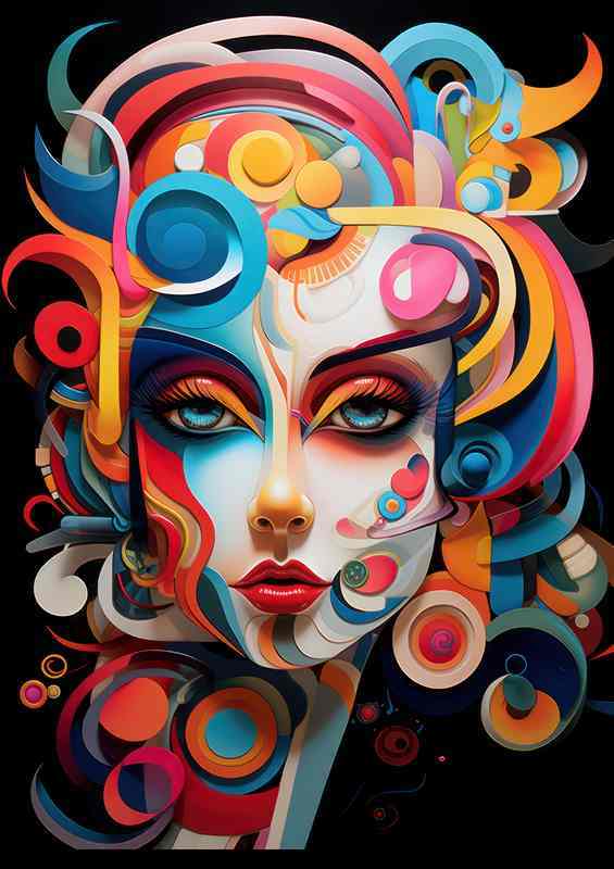 Abstract Visions Colorful Faces as Artistic Statements