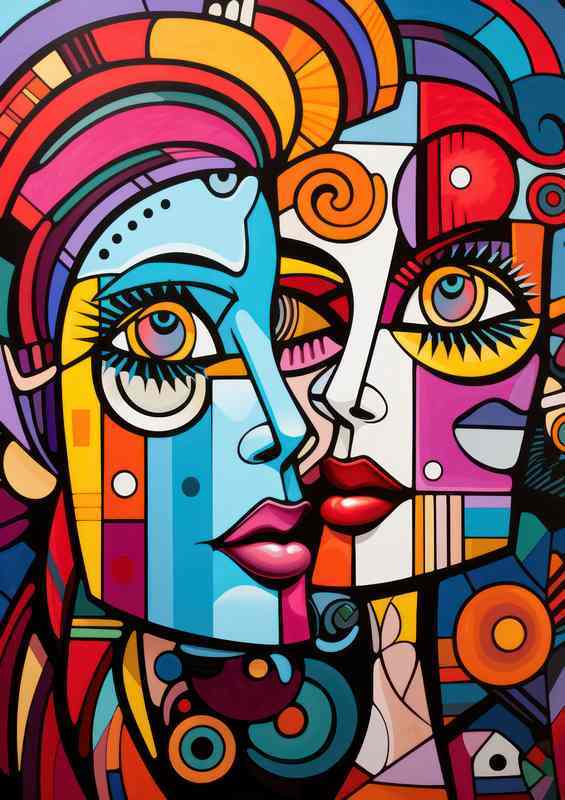 Emotional Resonance Abstract Faces Awash with Color