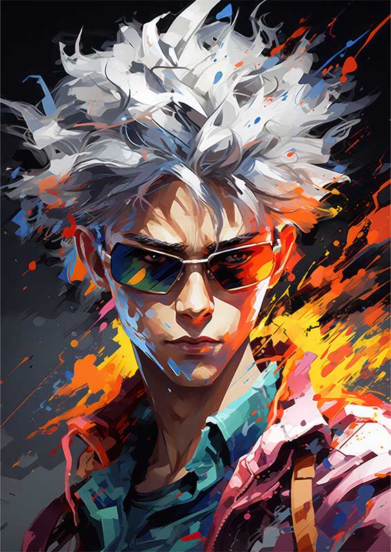 Kakashi Naruto style of with colours splash art