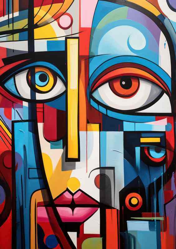 Vivid Expressions Abstract Colorful Faces in Art