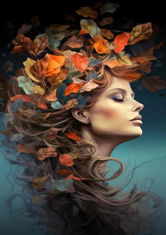 Woman with leaves in her hair