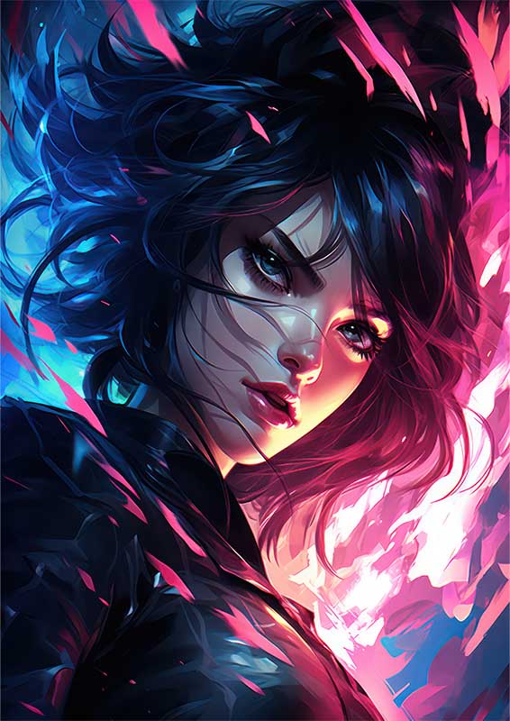 Lady in black with her hair is a vampire