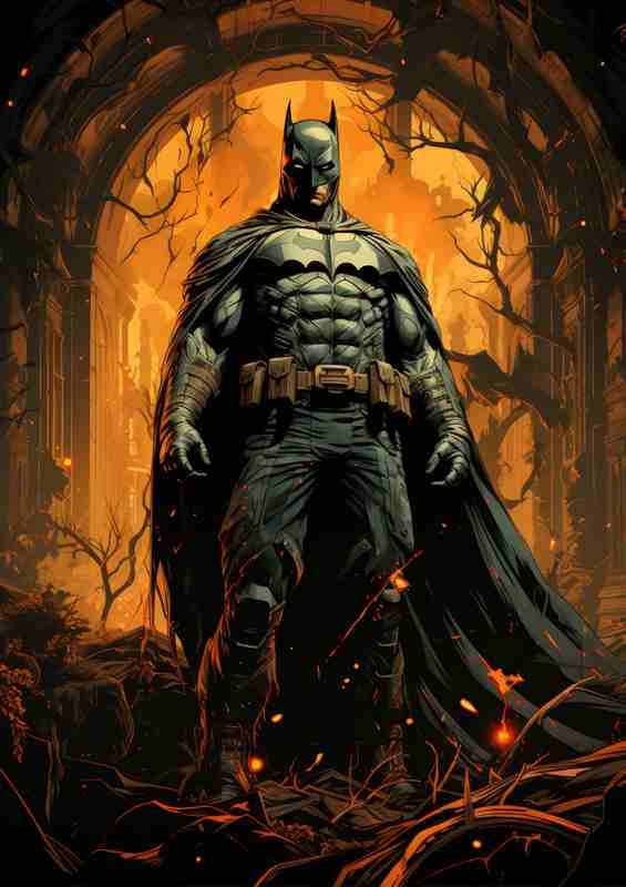 A statue of batman in the shadows