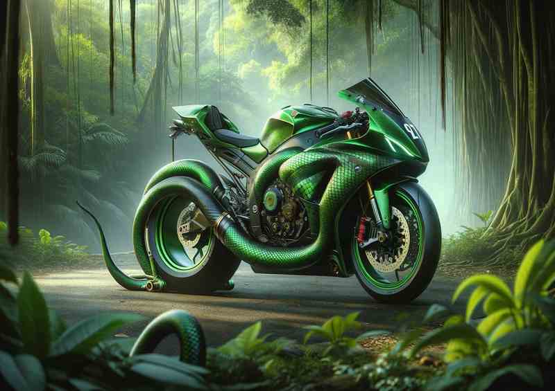 Serpent Elegance Green Racing Motorcycle