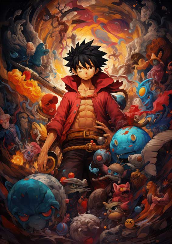 Anime Heroes: Monkey D Luffy & One Piece Crew on Metal Poster