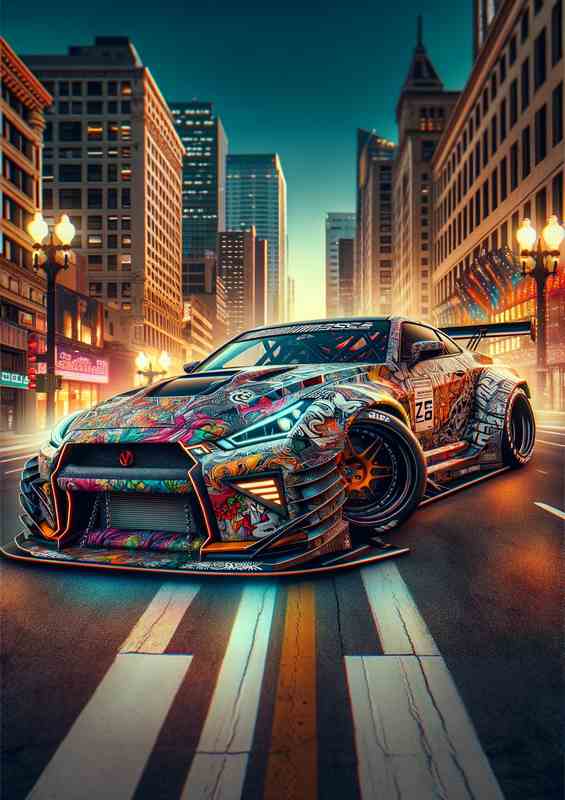 City Centre Street Racer Metal Poster
