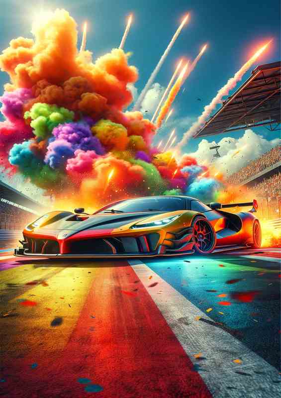 Supercar Battle with Colorful Explosions