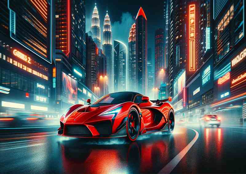 Night City Supercar Metal Poster