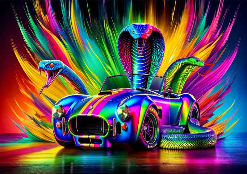 Vibrant Cobra Car and Serpent Display brightly colored