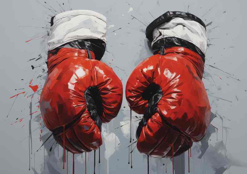 A nice pair of boxing gl;oves painted art style