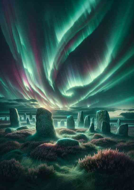 Mystic Aurora Over Ancient Stones
