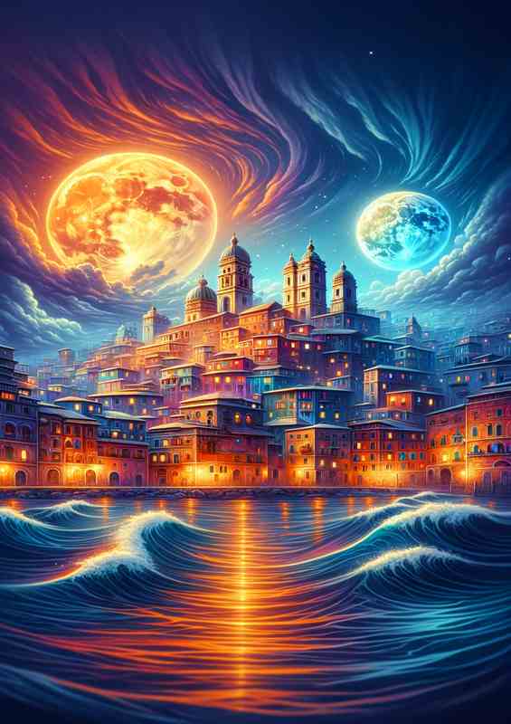 Cityscape by Moonlight Stylized Art