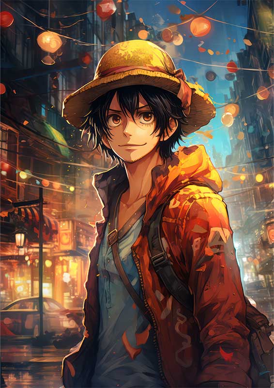 Monkey D Luffy one piece in the city