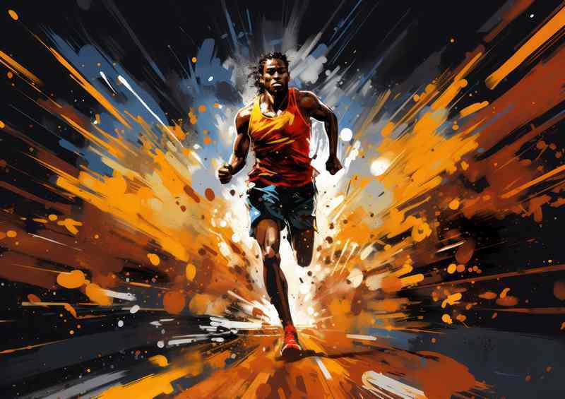 Abstract or a runner running on the track