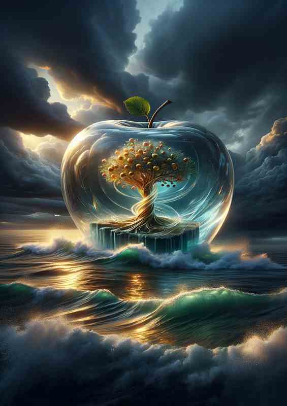 Fantasy Glass Apple Oceanic Tree Design